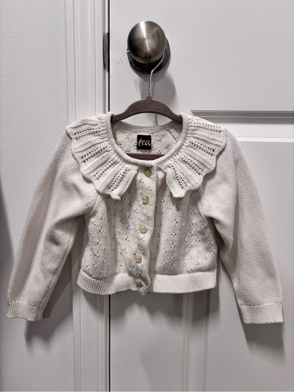 Tea Collection Collared White Cardigan (2-3T)